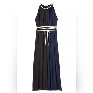 Tory Burch, colorblock waist-tie maxi dress, XXS